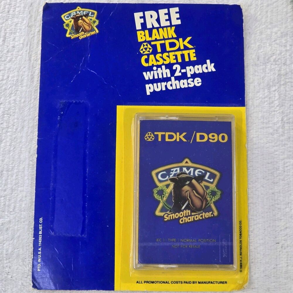 SEALED Vintage 1989 TDK D90 CAMEL Cigarette Promo BLANK CASSETTE TAPE